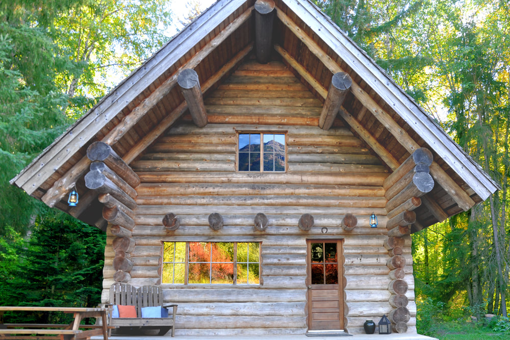 log cabin view windows